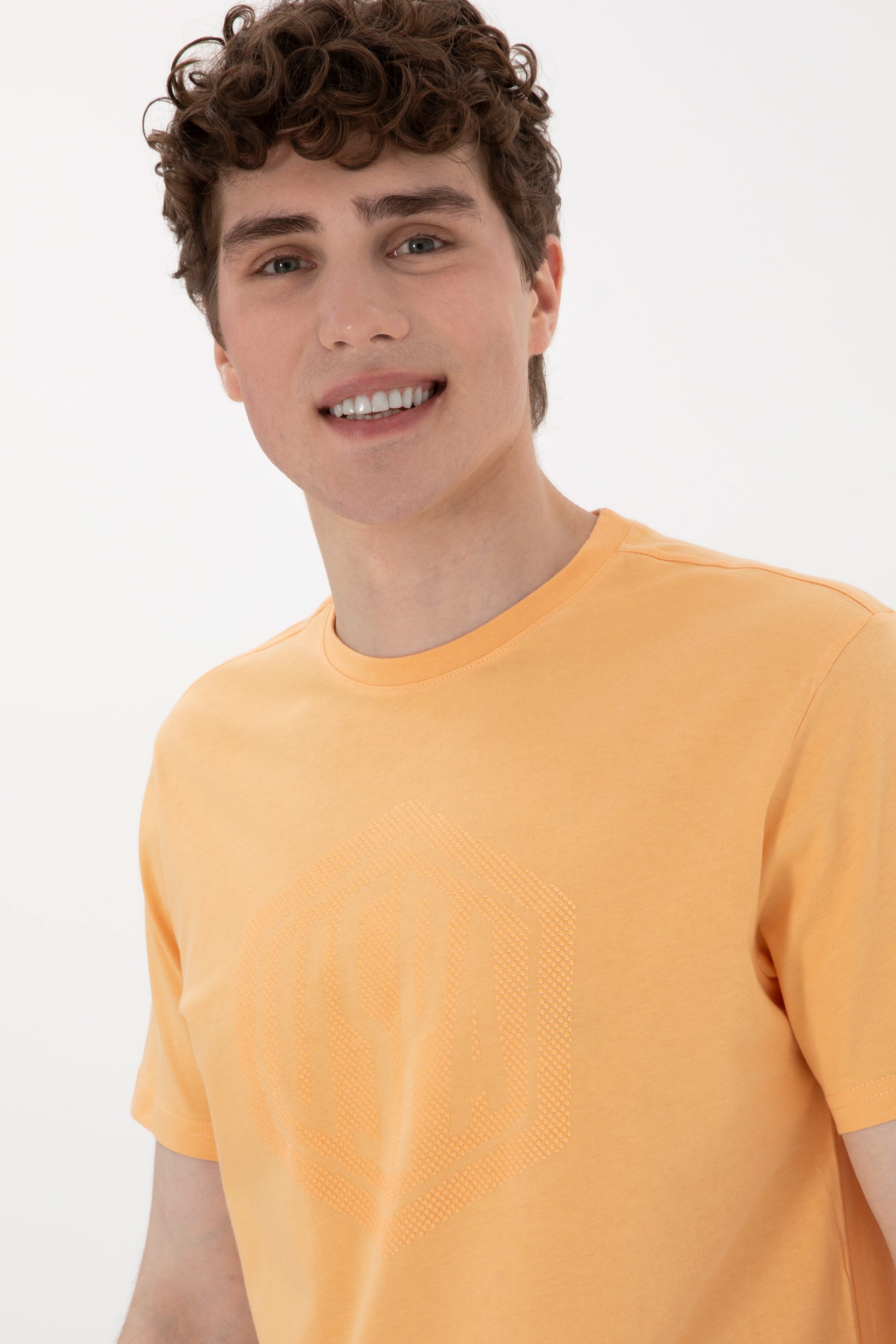 Men's Regular Fit Crew Neck Orange T-Shirt