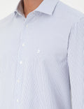 Light Blue Striped Slim Fit Long Sleeve Shirt