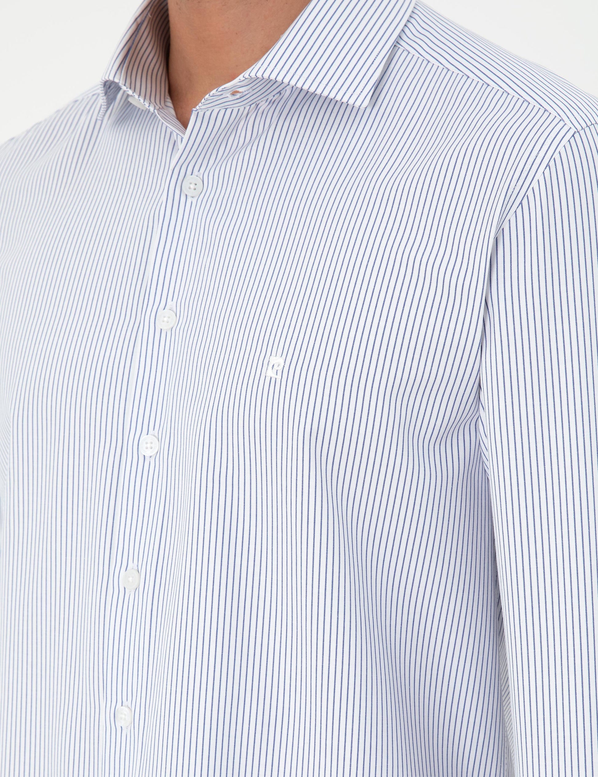 Light Blue Striped Slim Fit Long Sleeve Shirt
