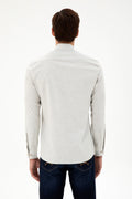 Men's Beige Long Sleeve Basic Shirt