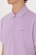 Men's Regular Fit Zipper Lilac T-Shirt