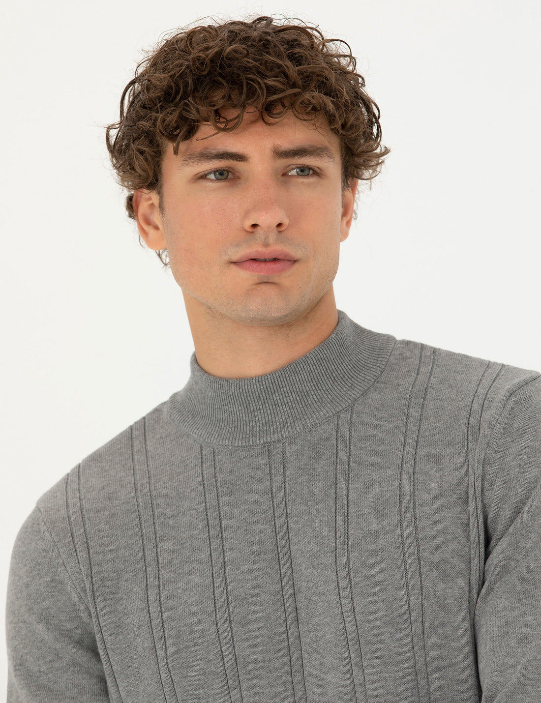 Light Grey Melange Slim Fit Sweater