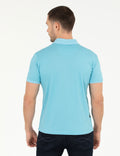 Light Blue Slim Fit Polo Neck Mercerized T-Shirt