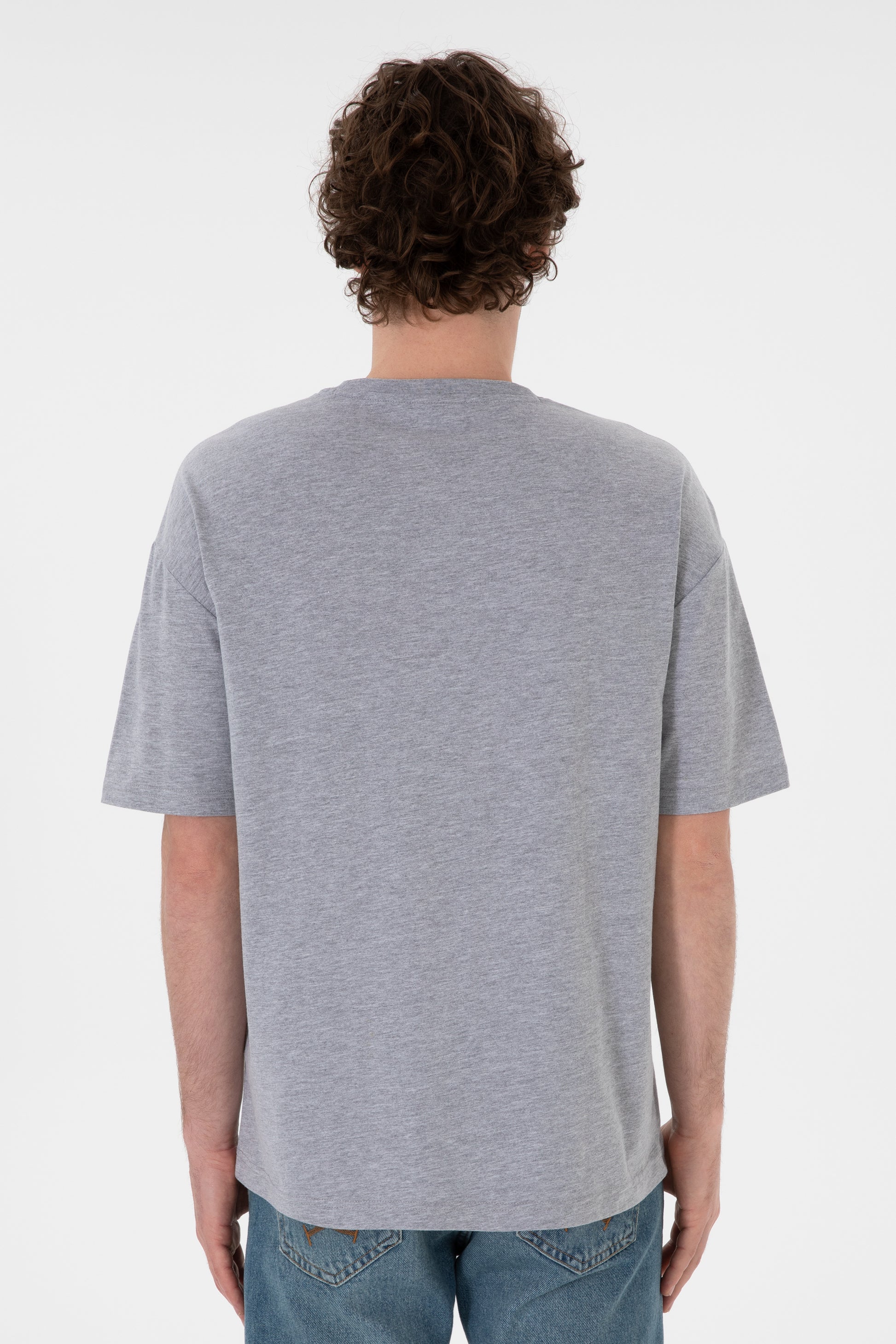Men's Comfort Fit Crew Neck Grey Melange T-Shirt
