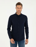Navy Blue Slim Fit Long Sleeve Shirt