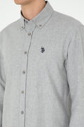 Men's Light Grey Long Sleeve Basic Shirt