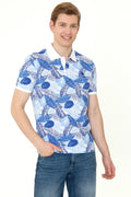 Men's Blue Polo Neck T-Shirt