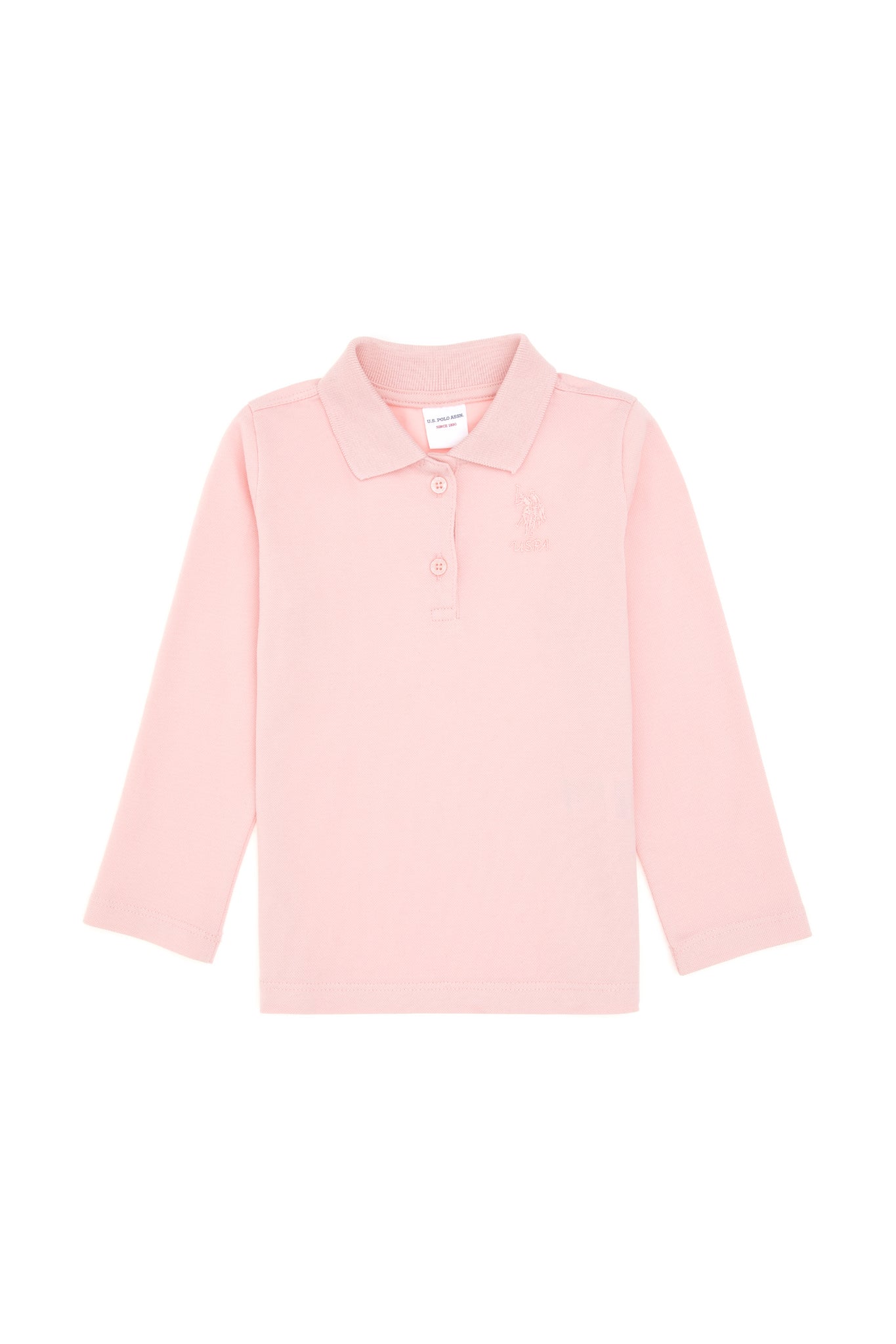 Baby Girl Powder Pink Polo Collar Sweatshirt