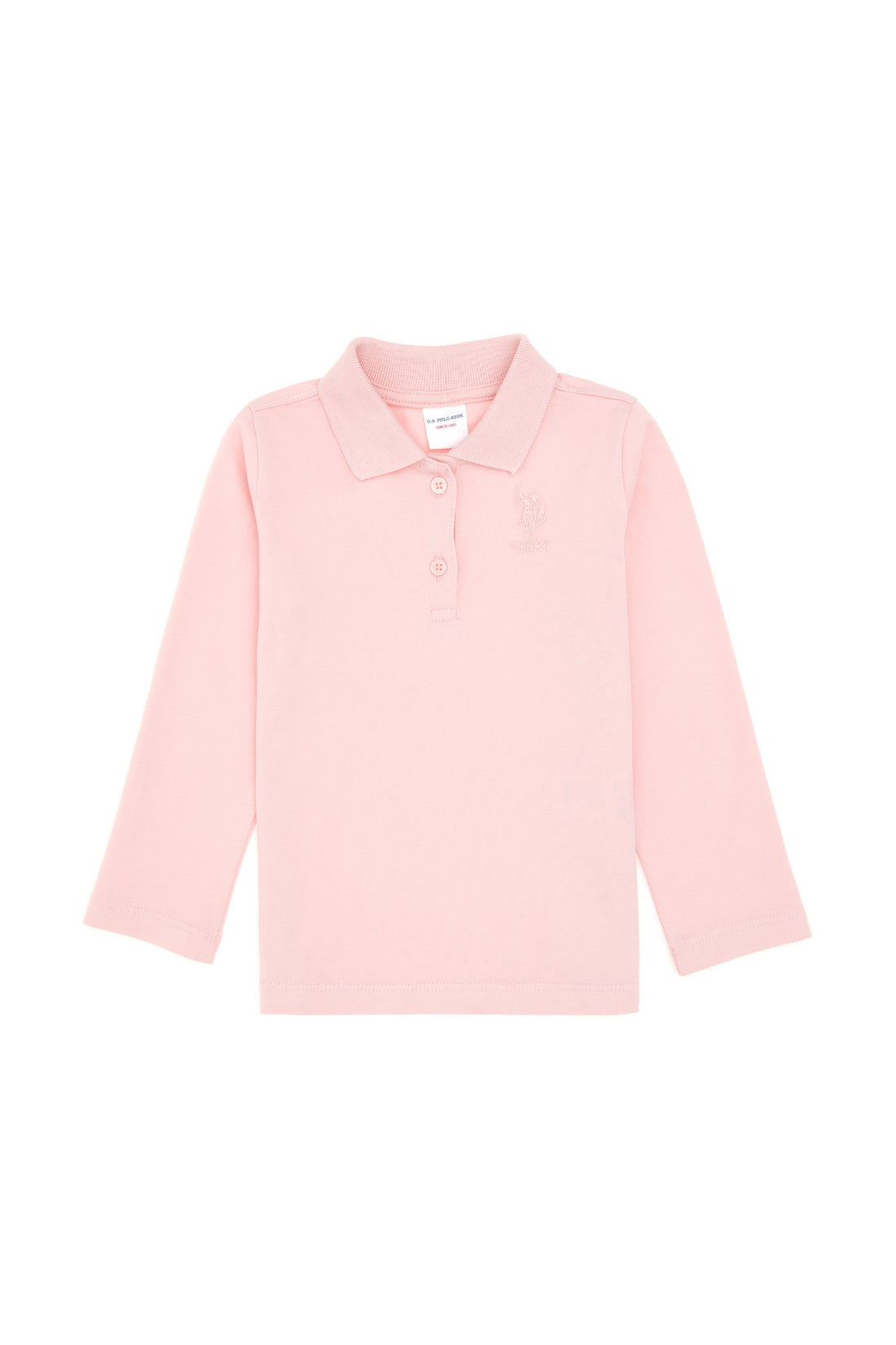 Baby Girl Powder Pink Polo Collar Sweatshirt