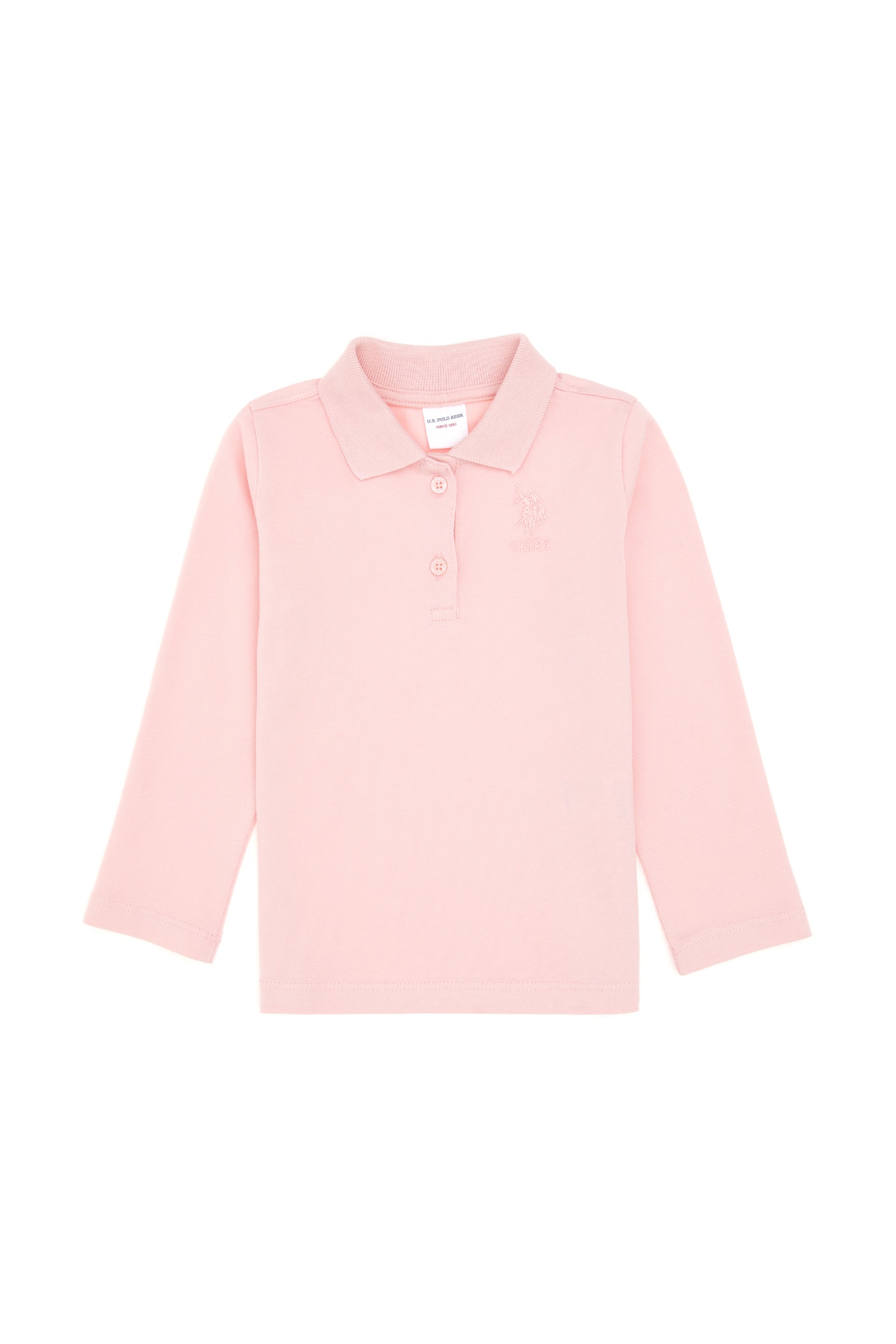 Baby Girl Powder Pink Polo Collar Sweatshirt