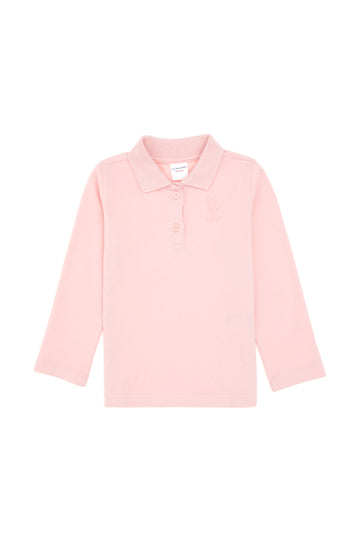 Baby Girl Powder Pink Polo Collar Sweatshirt