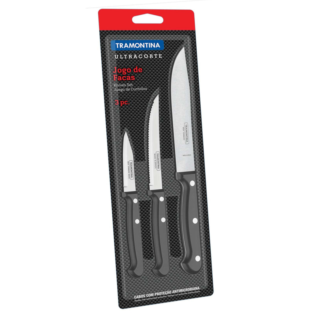 Tramontina 3 Piece Knife Set (With Blister)