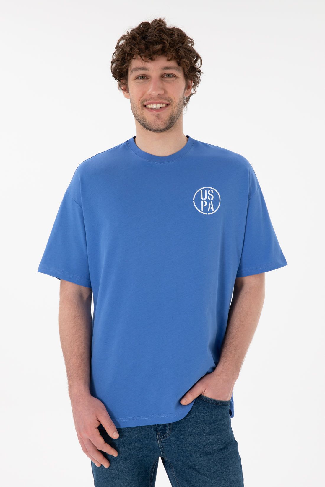 Men's Oversize Fit Crew Neck Indigo T-Shirt