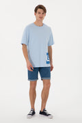 Men's Comfort Fit Crew Neck Light Blue T-Shirt