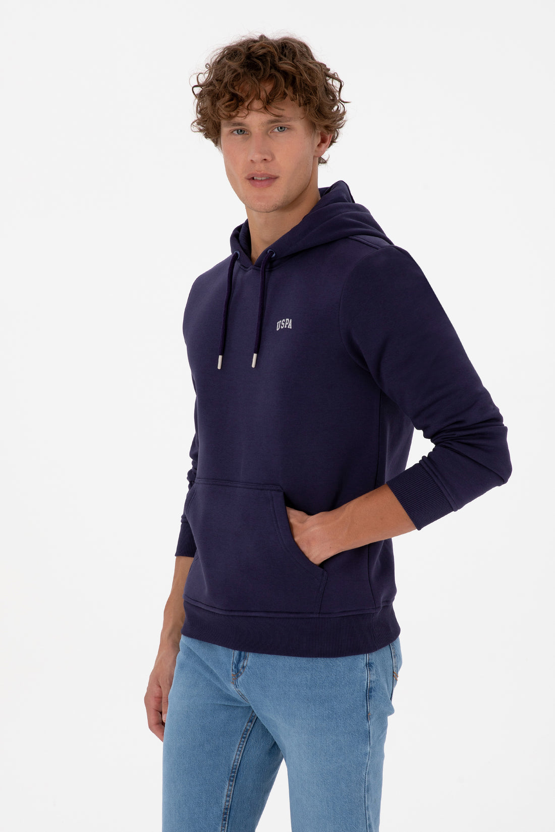 Erkek Regular Fit Kapüşonlu Mürdüm Basic Sweatshirt