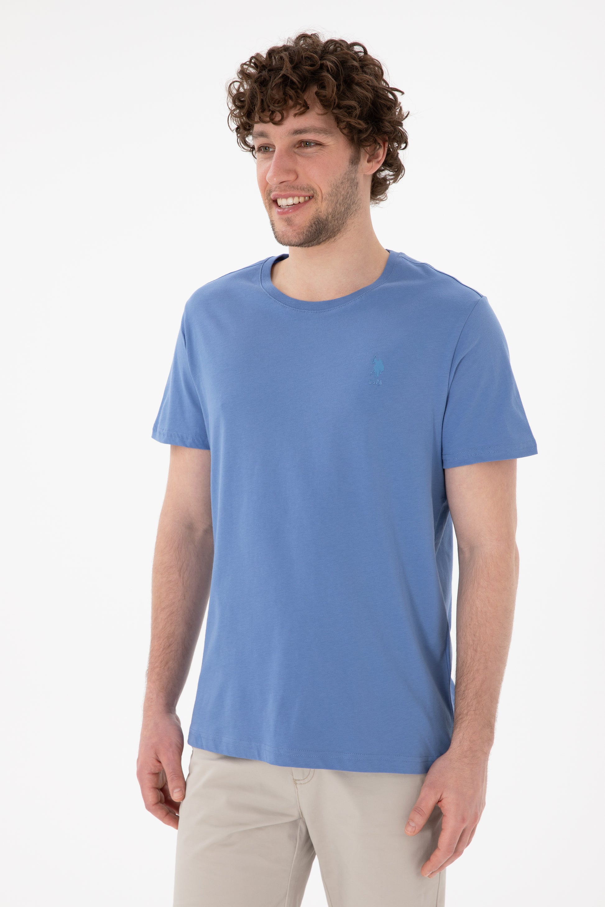 Men's Regular Fit Crew Neck Dark Blue Basic T-Shirt