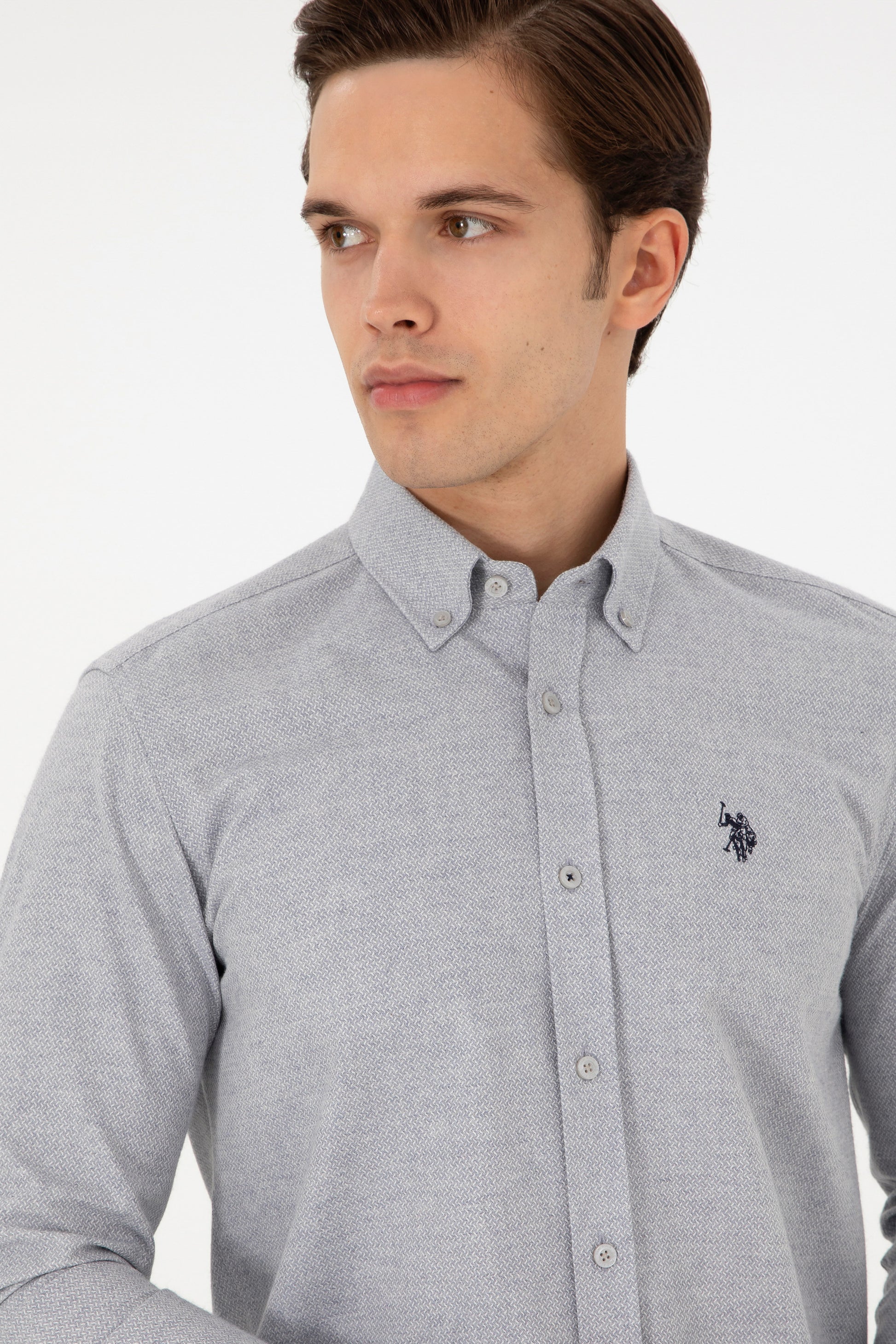 Men's Grey Long Sleeve Shirt