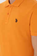Men's Slim Fit Polo Neck Orange Basic T-Shirt