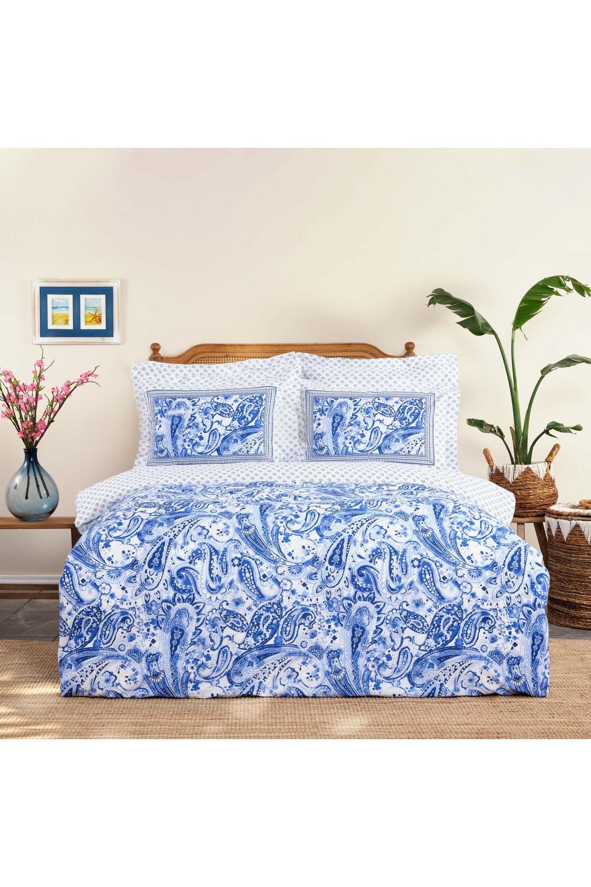 Bellance Blue 100% Cotton Double Size Duvet Cover Set