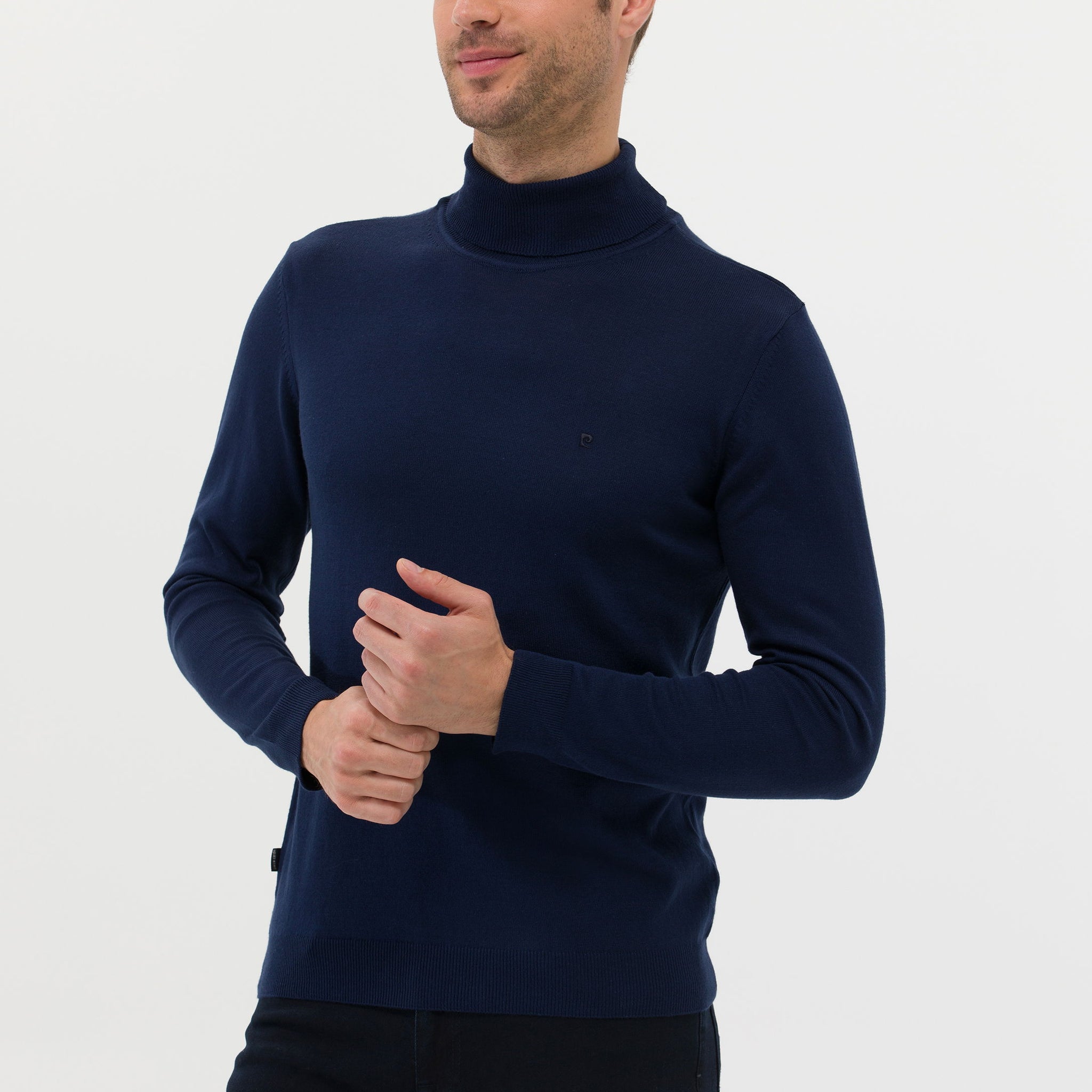 Light Navy Slim Fit Turtleneck Basic Sweater Sweater