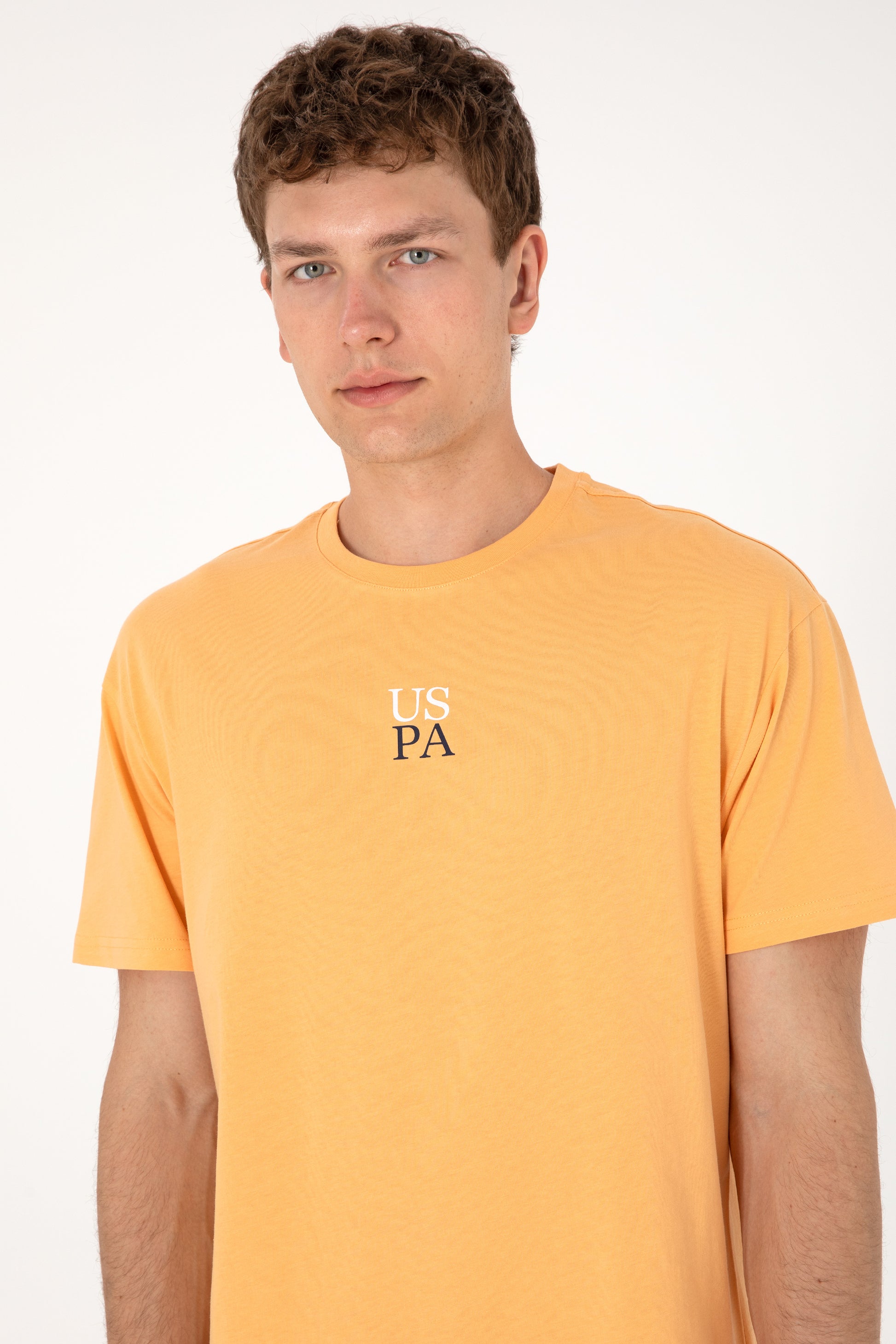 Men's Comfort Fit Crew Neck Orange T-Shirt