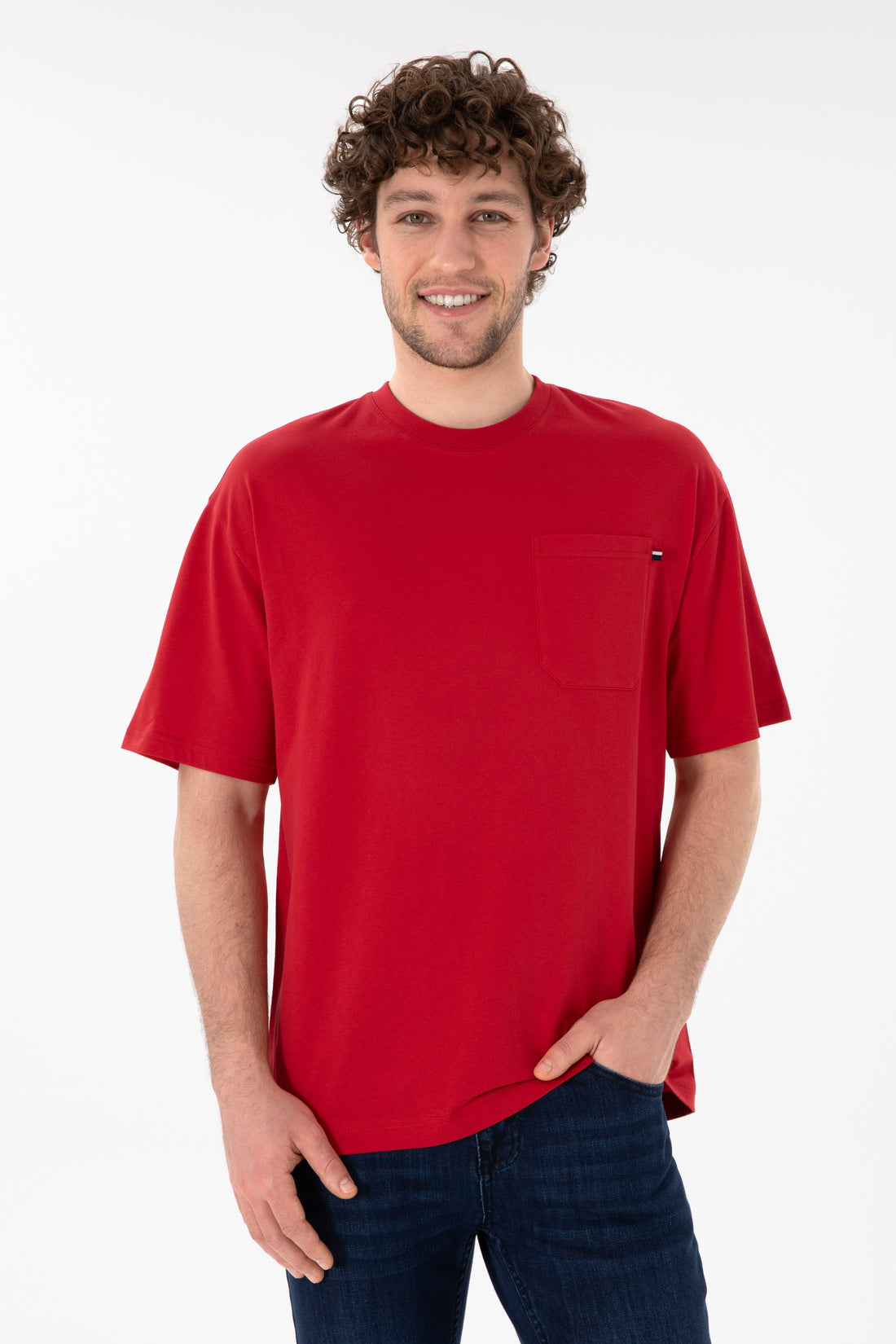 Men's Comfort Fit Crew Neck Red T-Shirt
