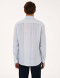 Light Blue 100% Linen Long Sleeve Shirt