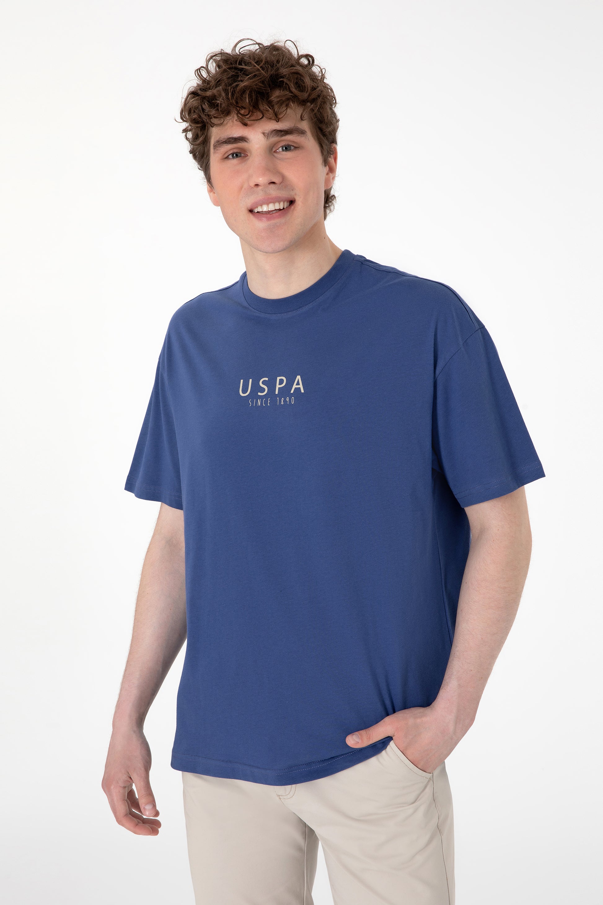 Men's Oversize Fit Crew Neck Light Navy T-Shirt