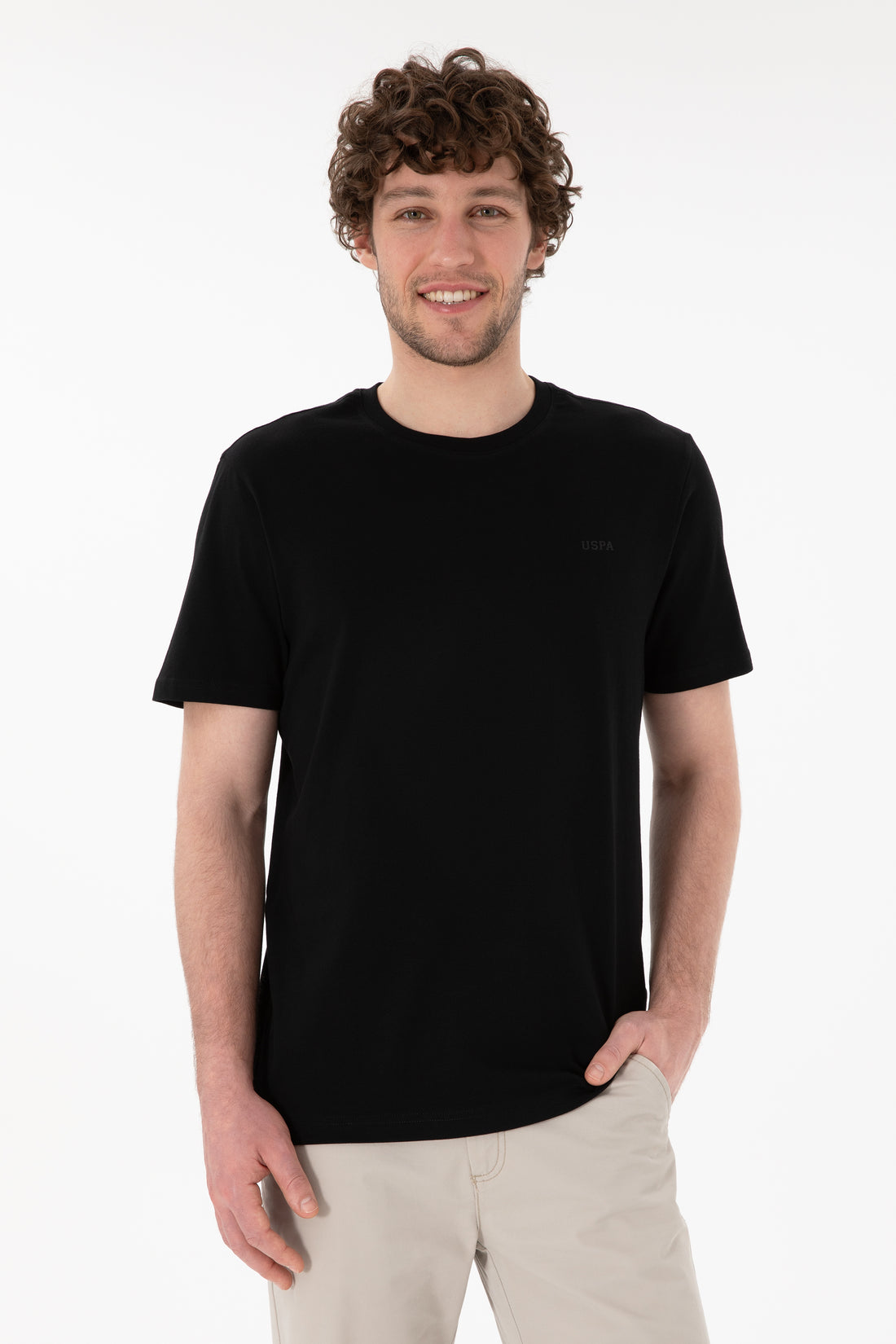 Men's Regular Fit Crew Neck Black Basic T-Shirt