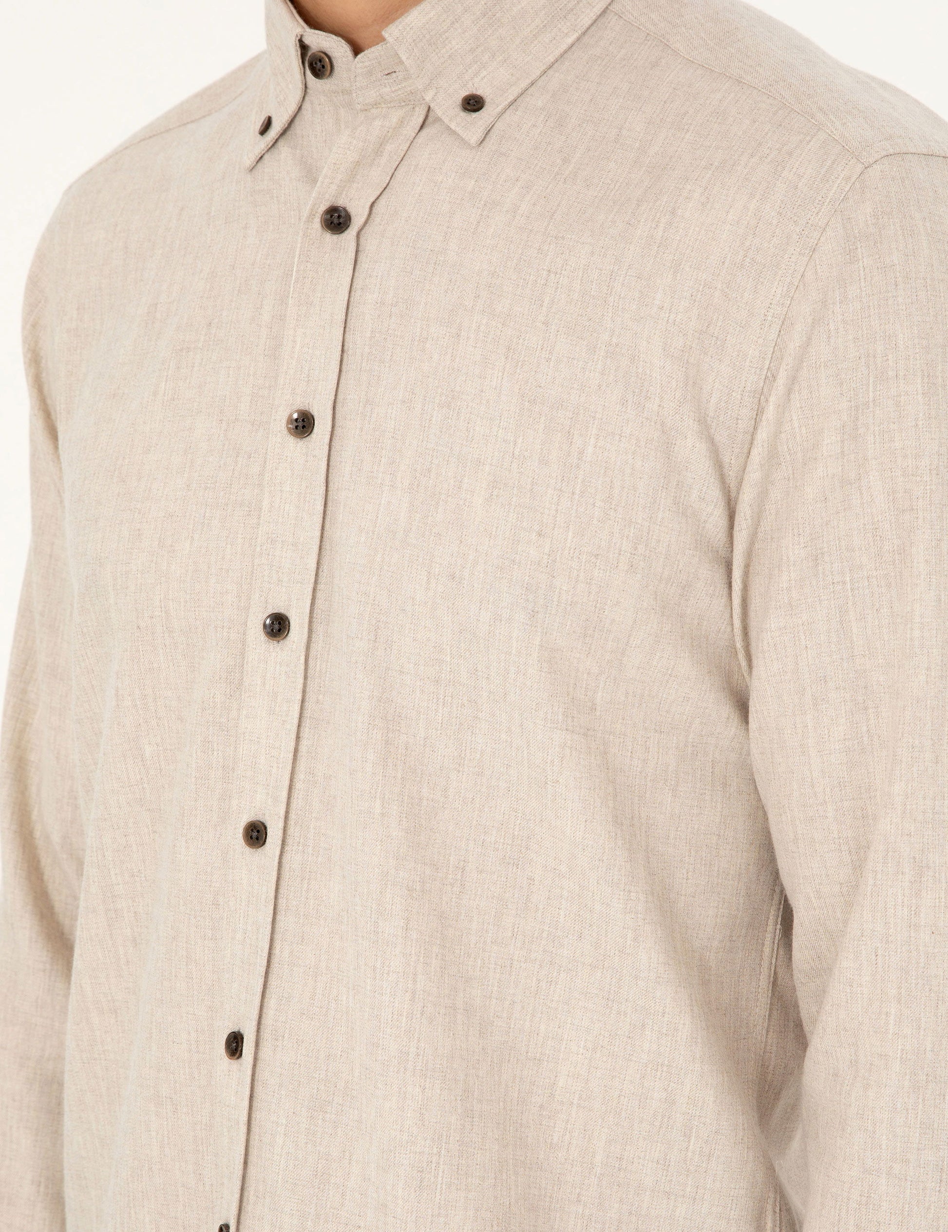 Beige Regular Fit Long Sleeve Shirt