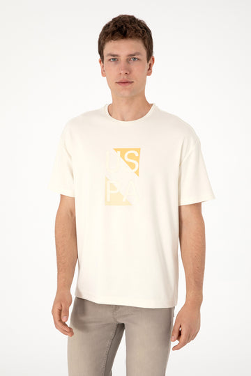 Men's Comfort Fit Cream Crew Neck T-Shirt