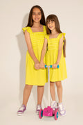 Girls' Neon Yellow Sleeveless Woven Dress