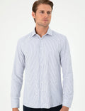Light Blue Striped Slim Fit Long Sleeve Shirt