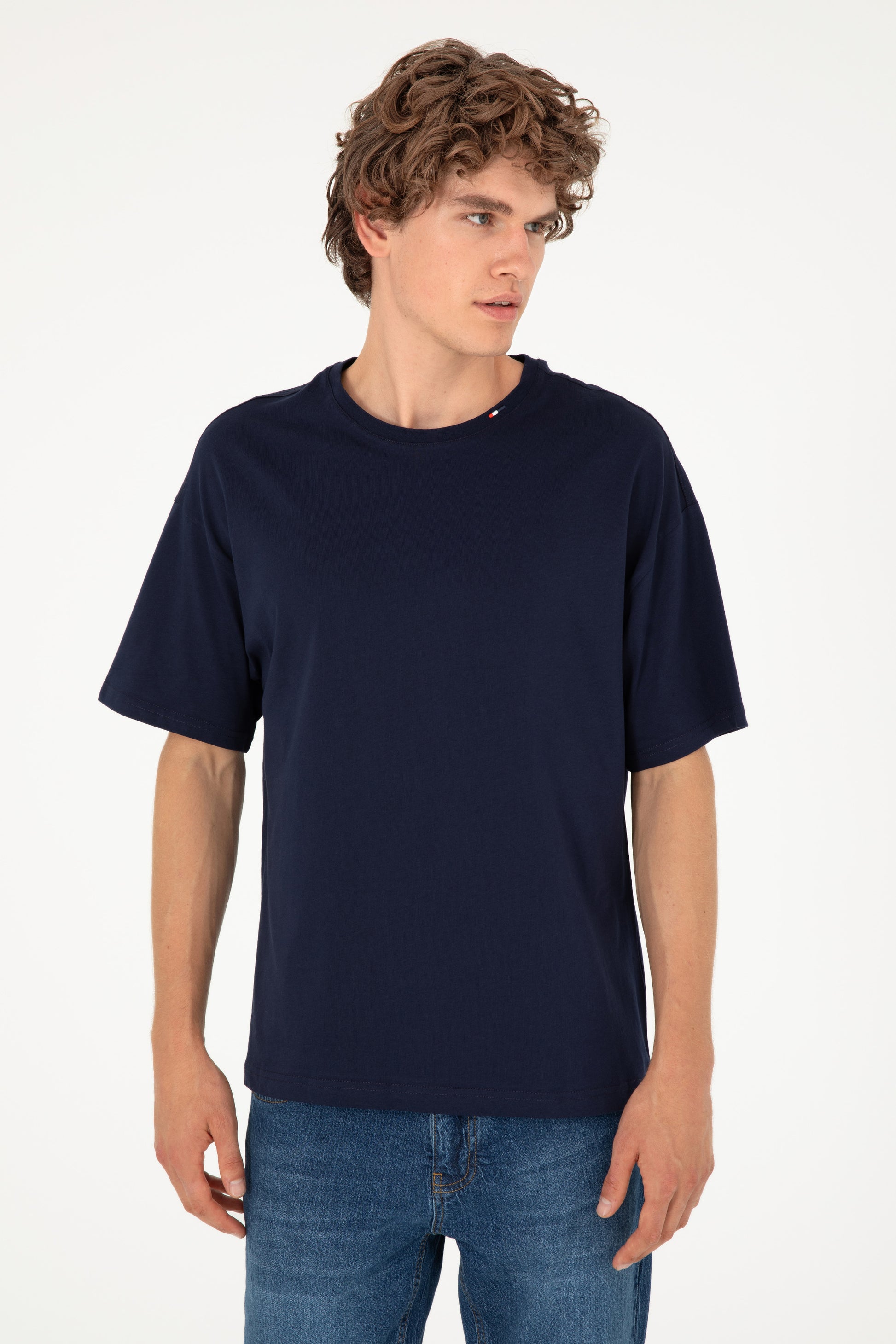 Men's Oversize Fit Crew Neck Navy T-Shirt