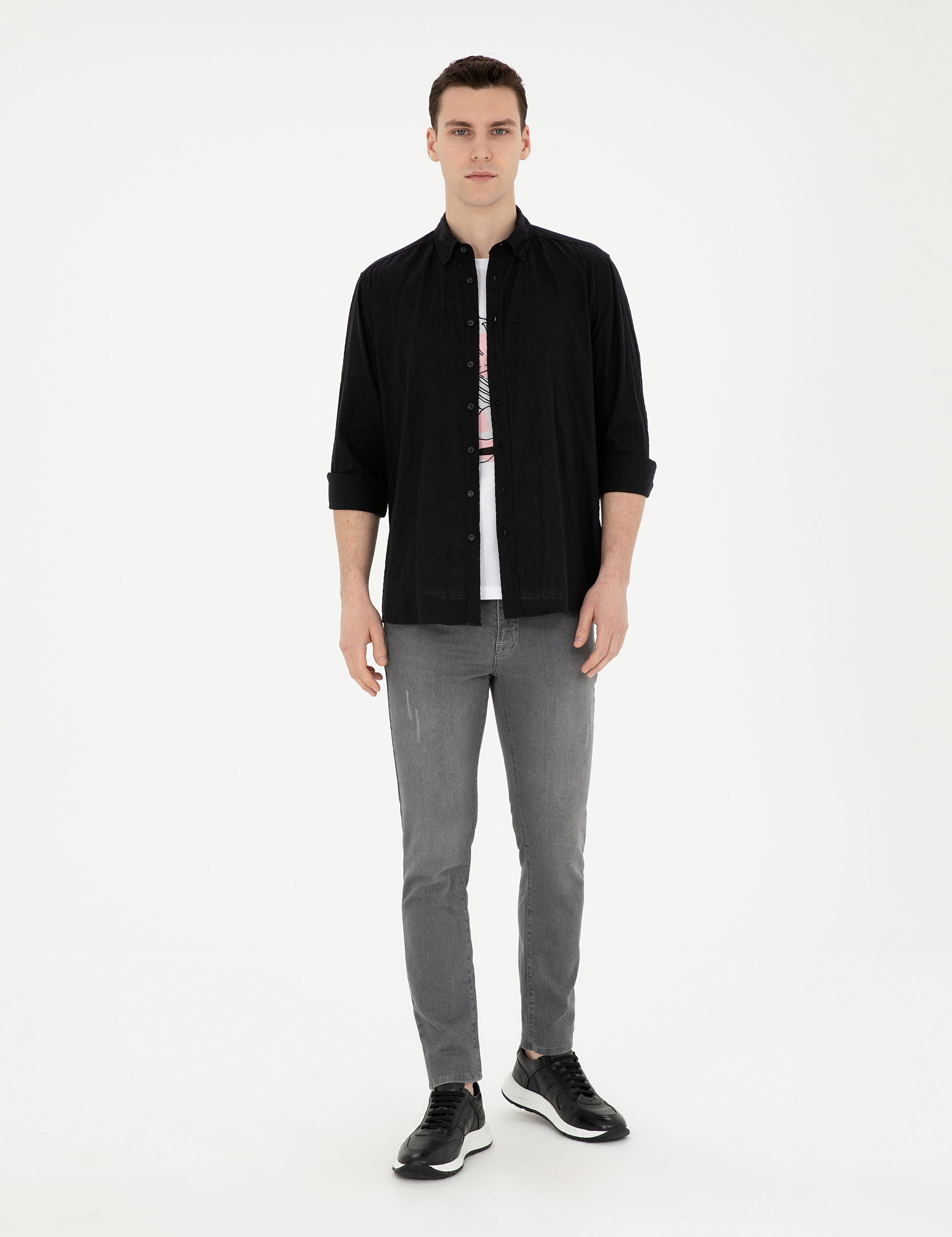 Black Regular Fit Long Sleeve Shirt
