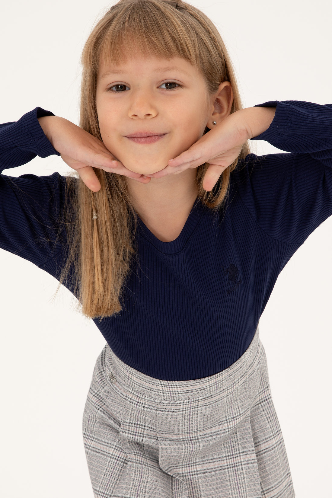 Girls' Navy Blue Crew Neck Sweatshirt