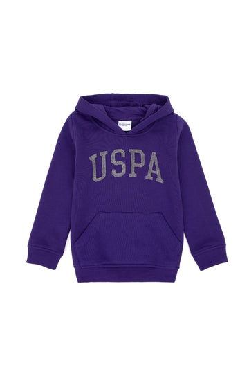 Girls' Purple Basic Hooded Sweatshirt