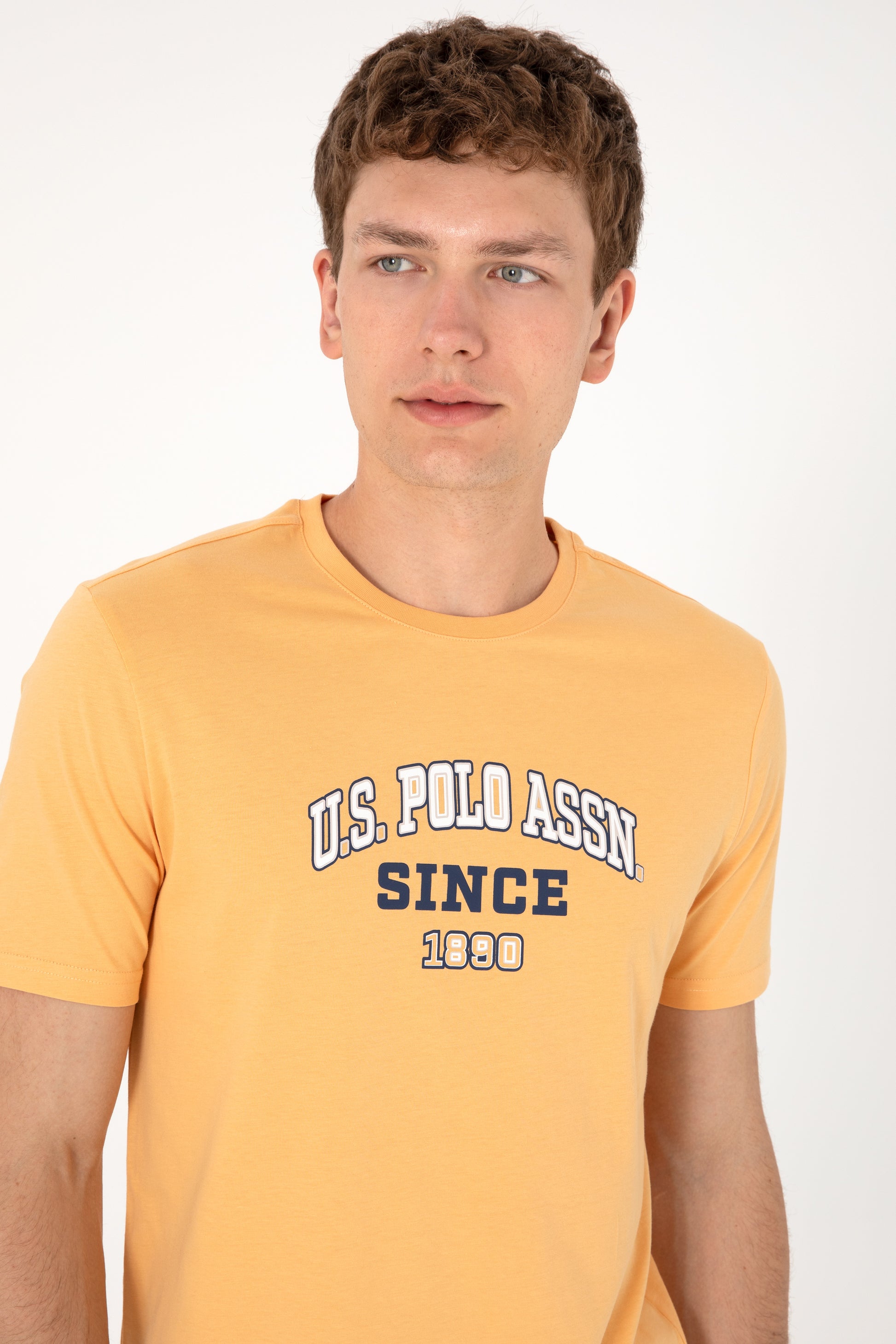 Men's Regular Fit Crew Neck Orange T-Shirt