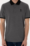 Men's Regular Fit Polo Neck Anthracite Melange Basic T-Shirt