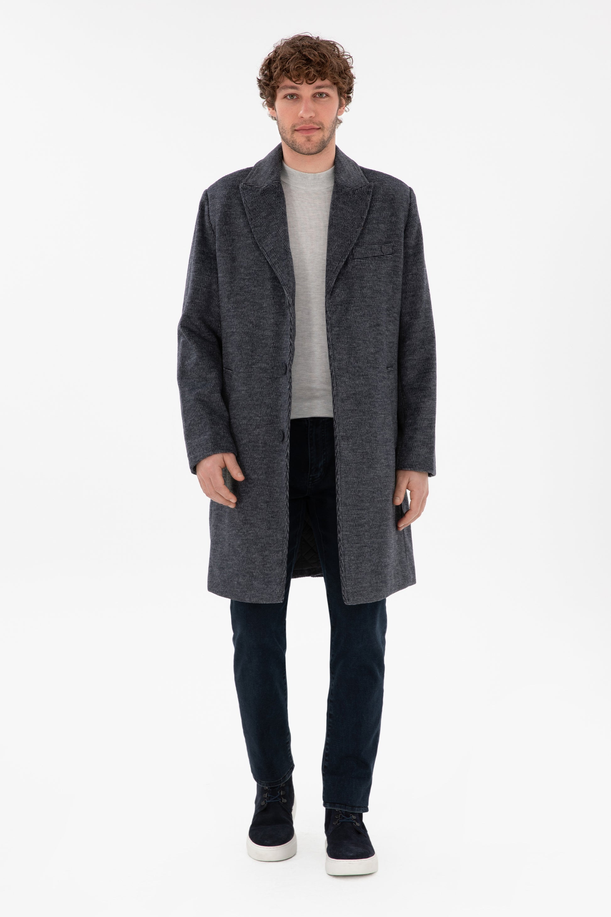 Men's Navy Blue Cashmere Coat