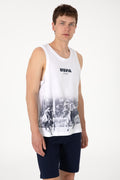Men's Regular Fit Crew Neck White Sleeveless T-shirt
