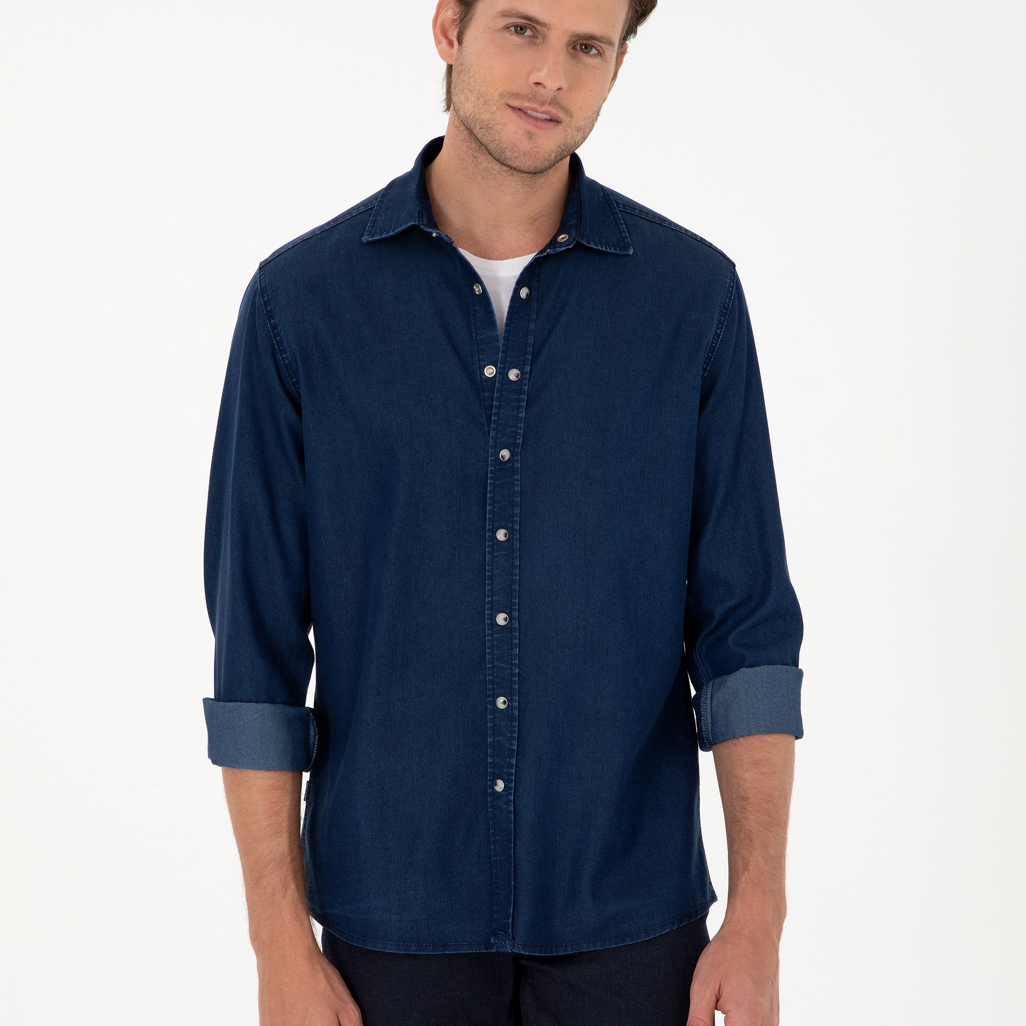 Navy Blue Regular Fit Jeans Shirt