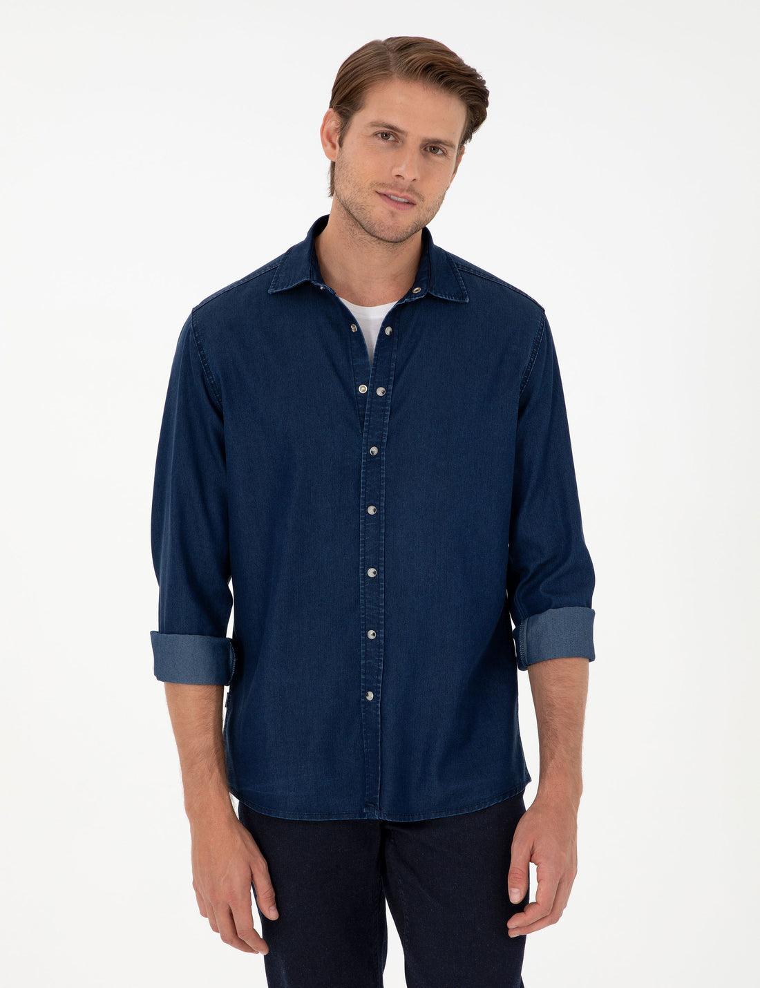 Navy Blue Regular Fit Jeans Shirt