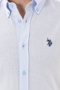 Men's Linen Look Light Blue Basic Shirt