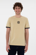 Men's Regular Fit Crew Neck Light Khaki T-Shirt