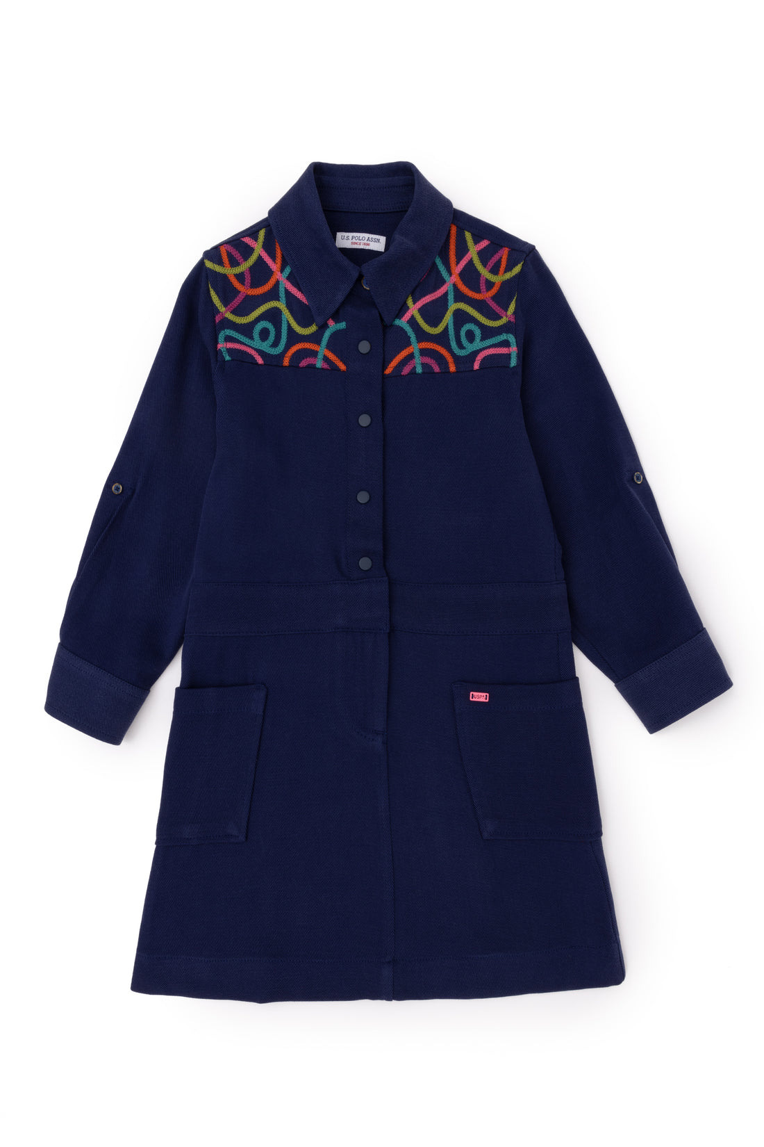 Girls' Navy Blue Knitted Dress
