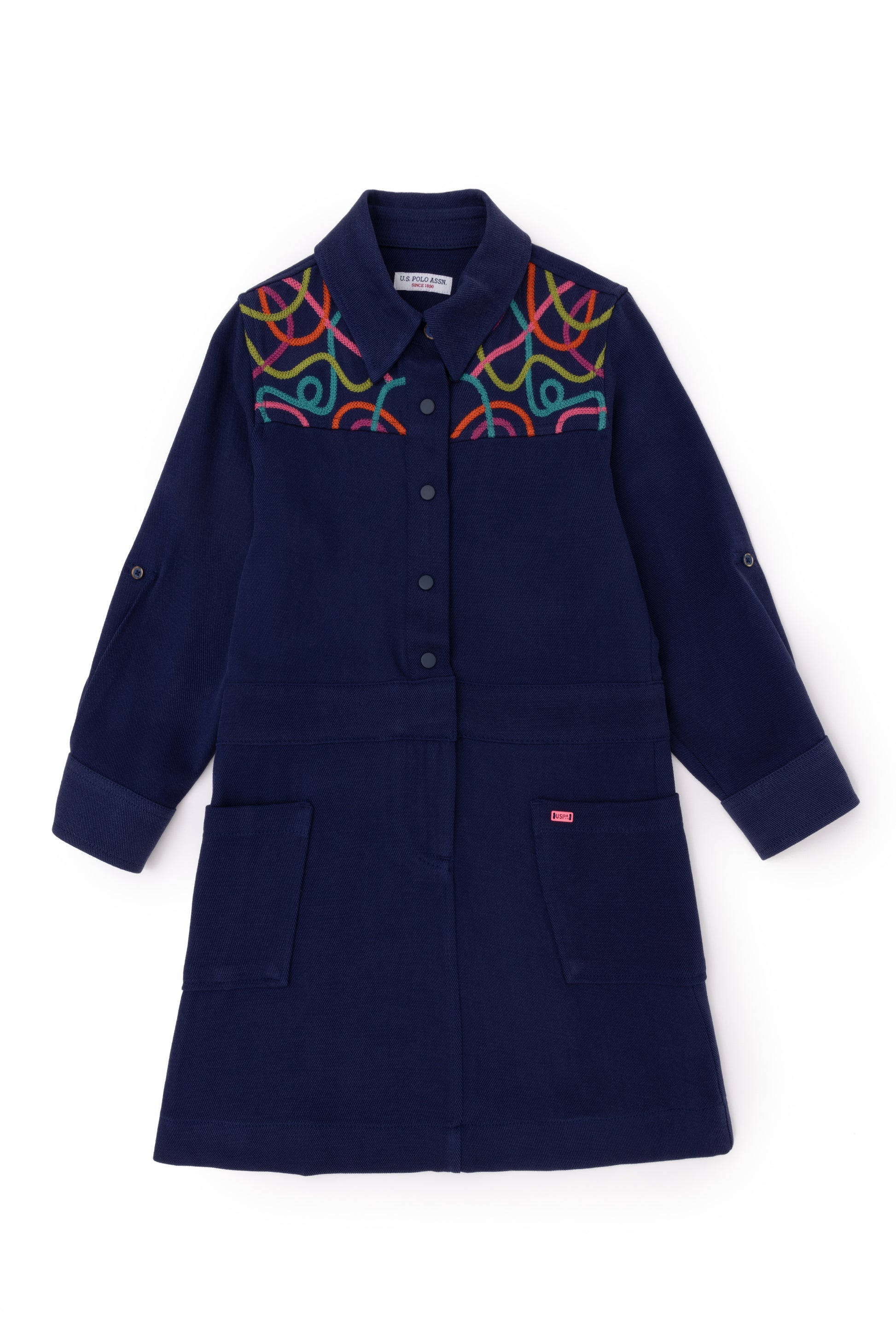 Girls' Navy Blue Knitted Dress