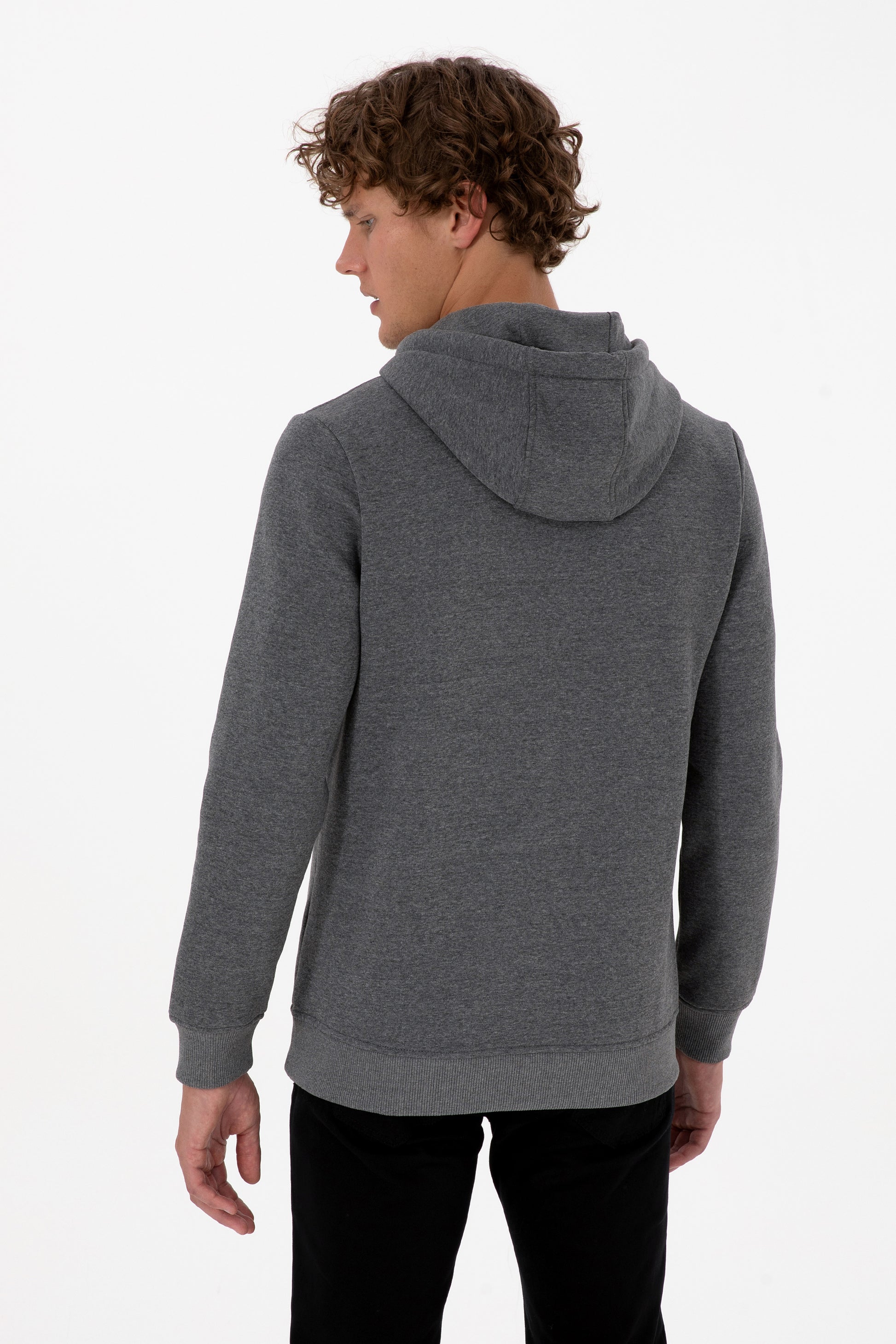 Erkek Regular Fit Kapüşonlu Antrasit Melanj Basic Sweatshirt