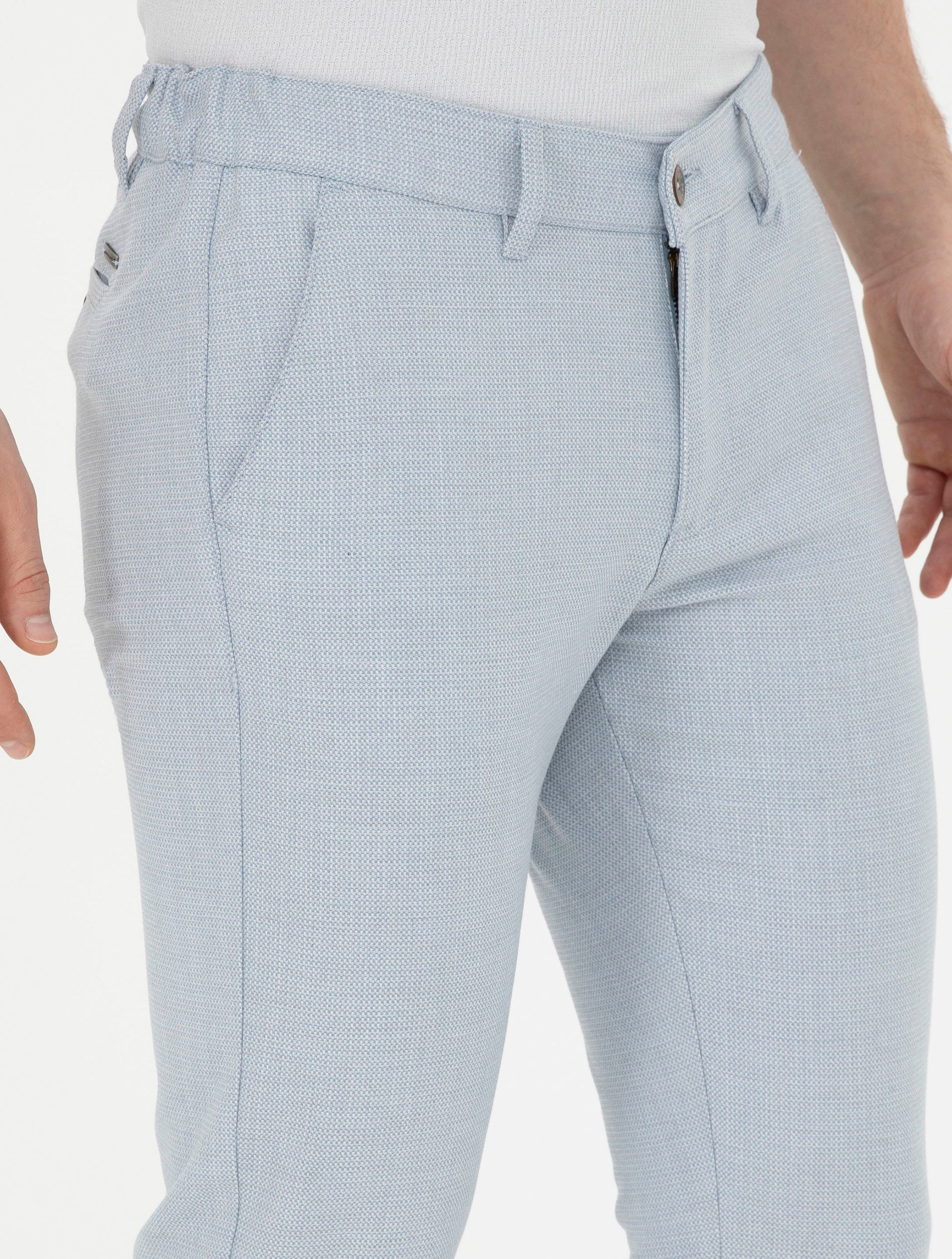 Light Blue Slim Fit Canvas Pants