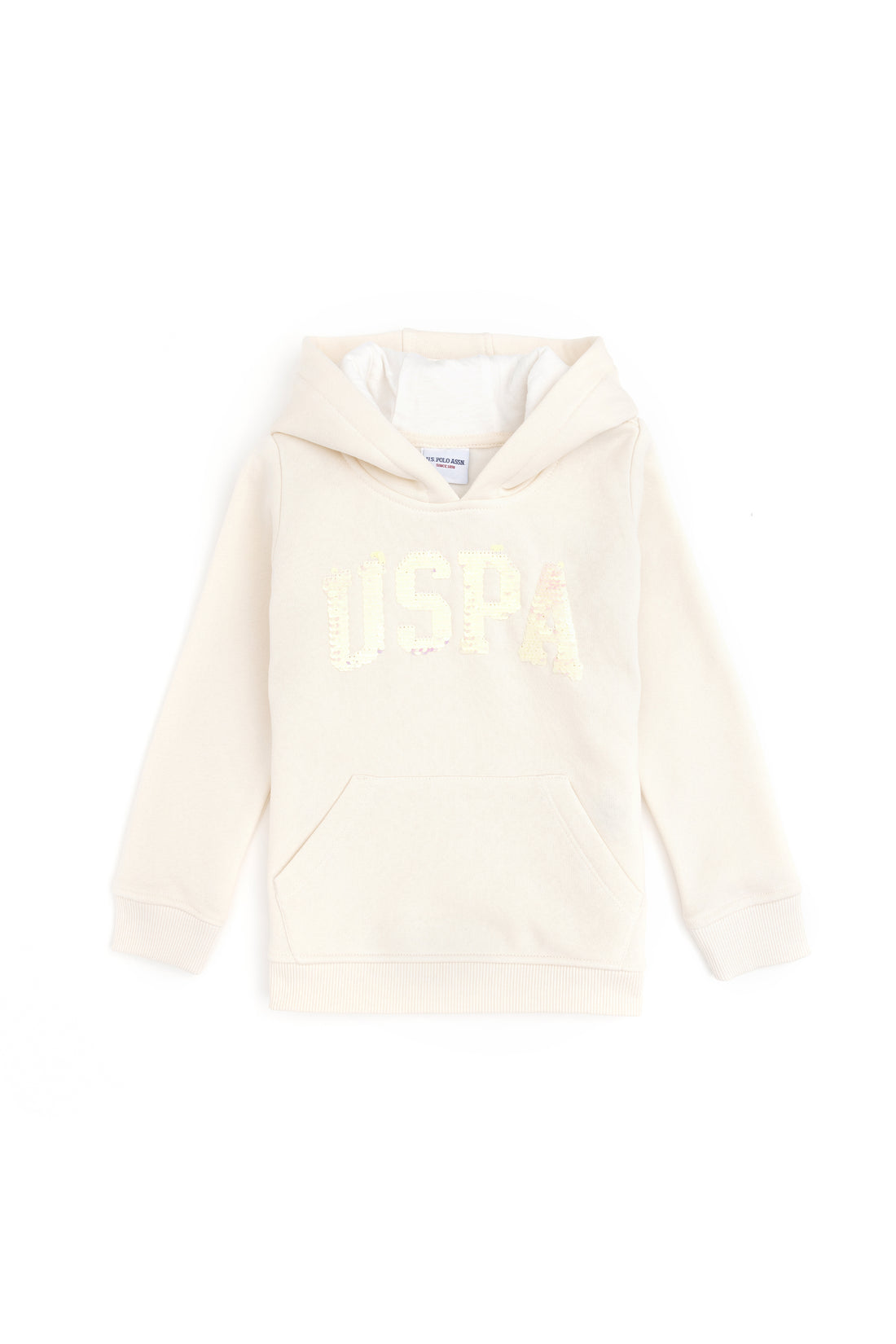 Girls' Cream Hooded Basic Sweatshirt